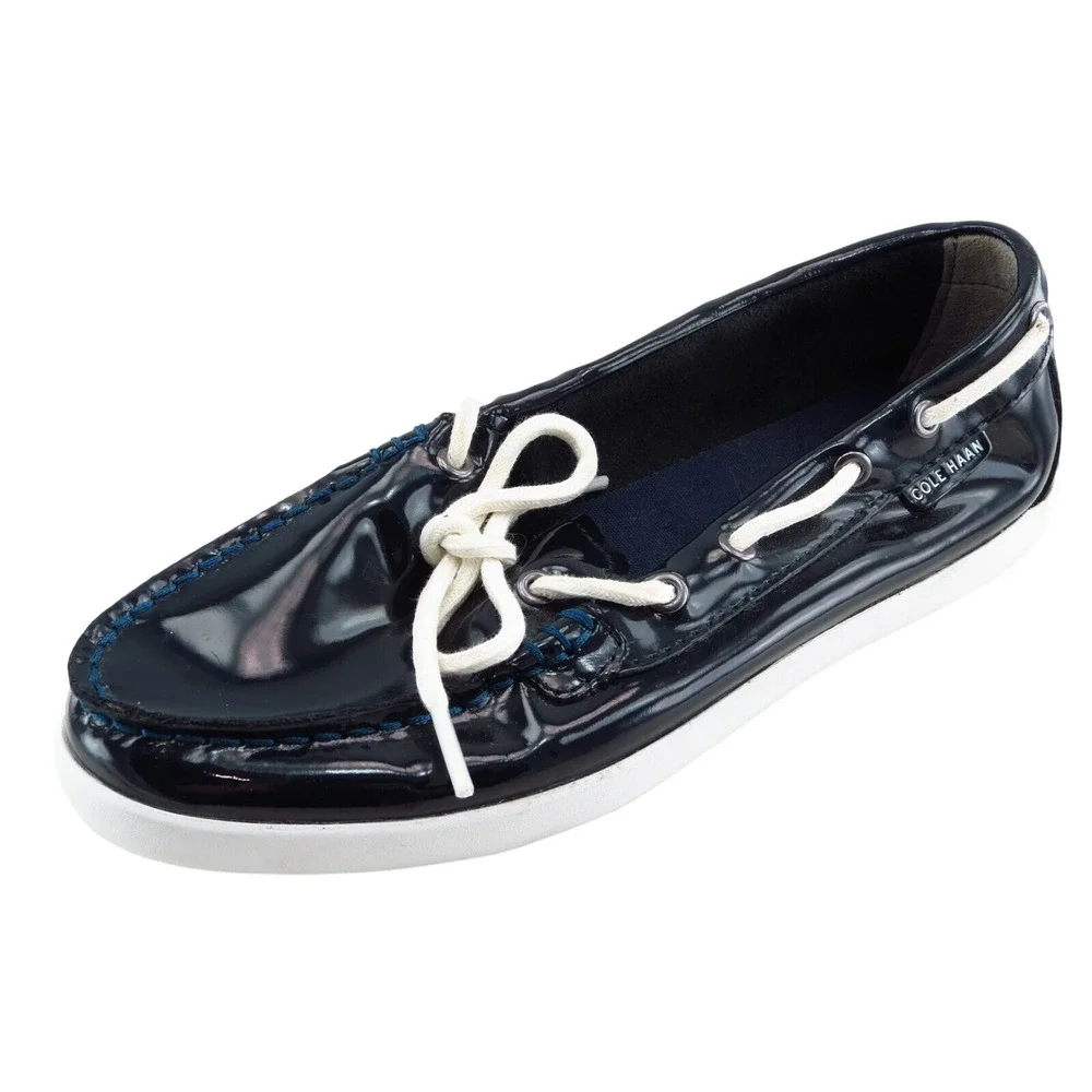 Cole Haan Women's Lace Up‎ Sneakers Size 7 Black Patent Leather Casual Comfort